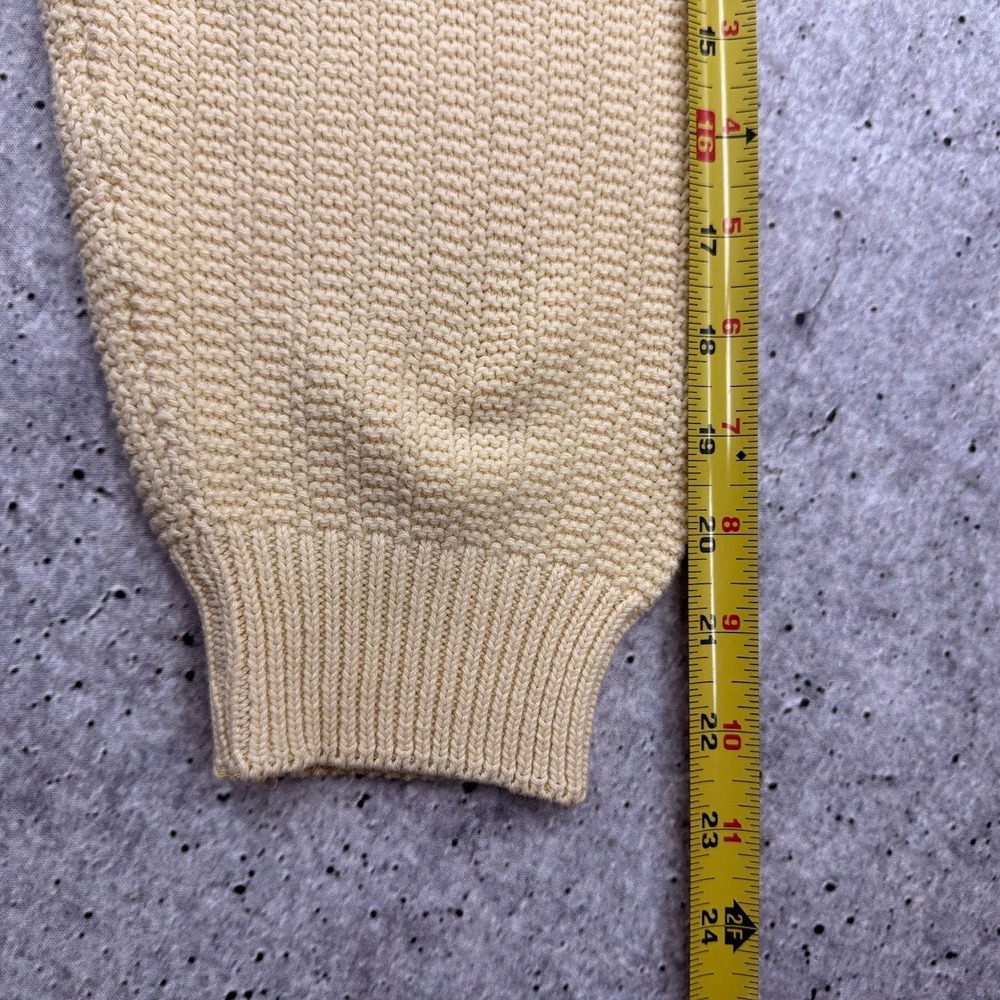 Vintage John Ashford Knit Crew Neck Yellow Cotton Grandpa Sweater Mens Medium - Picture 7 of 9